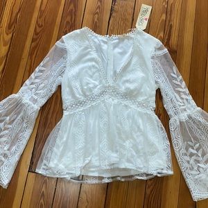 NWT Southern Fried Chics white lace top